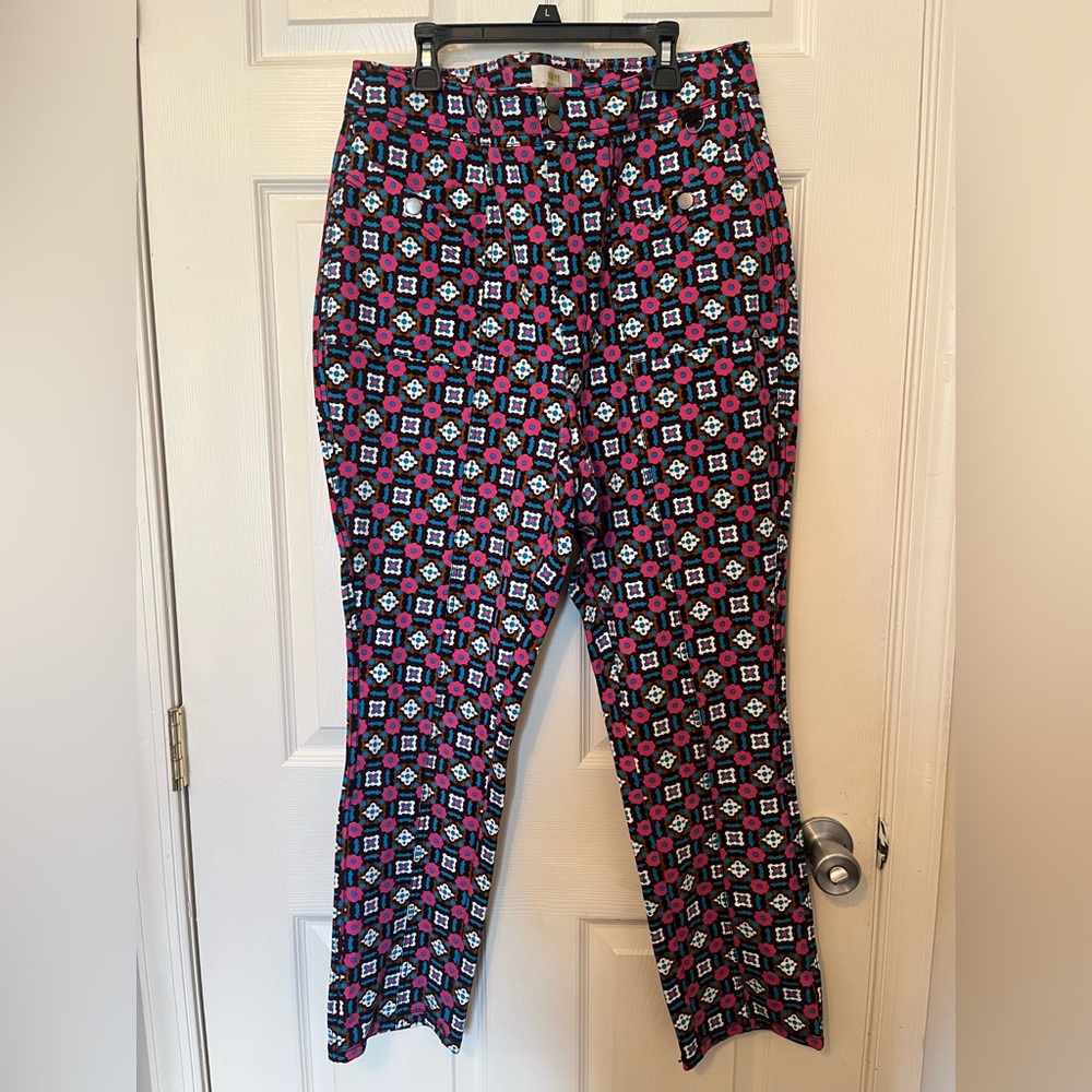 Patterned High-Rise Women’s Pants in Black & Pink